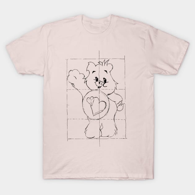 Care Bear Blueprint Line Art T-Shirt by Maries Papier Bleu